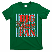 Big Jesus Fan Retro Striped T-Shirt - Irish Green