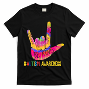 Be Kind ASL Love Sign Language Hand Autism T-Shirt - Black