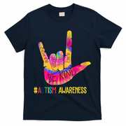 Be Kind ASL Love Sign Language Hand Autism T-Shirt - Navy