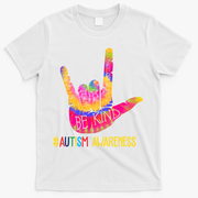 Be Kind ASL Love Sign Language Hand Autism T-Shirt - White