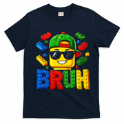 Bruh Master Builder Birthday Boy Building Blocks T-Shirt - Navy Blue