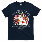 Blow Molds Make Holidays Glow Since 1957 Christmas Halloween T-Shirt - Navy Blue