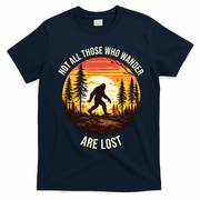 Bigfoot Not All Who Wander Are Lost Sasquatch T-Shirt - Navy Blue