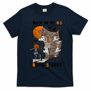 Back on my BS being spooky boo skeleton pumpkin Halloween  T-Shirt - Navy Blue
