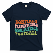 Bonfires Pumpkins Sweaters Football Fall Season T-Shirt - Navy