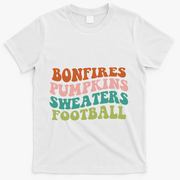 Bonfires Pumpkins Sweaters Football Fall Season T-Shirt - White
