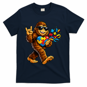 Bigfoot Rock Hand Autism Awareness Puzzle T-Shirt - Navy