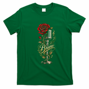 Bruno Retro Microphone Rose Floral Music Concert Fan T-Shirt - Irish Green