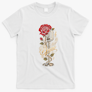 Bruno Retro Microphone Rose Floral Music Concert Fan T-Shirt - White