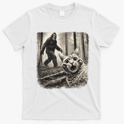 Bigfoot Sasquatch Cat Selfie Funny Meme Kitty T-Shirt - White
