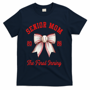 Baseball Senior Mom Coquette Bow Class Of 2026 Final Inning T-Shirt - Navy