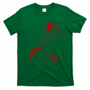 Blood Splatter Spatter Fake Bloody Halloween Zombie Victim T-Shirt - Irish Green