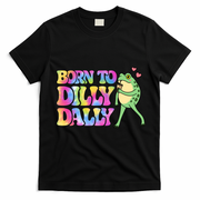 Born To Dilly Dally Playful Frog Fun T-Shirt - Black