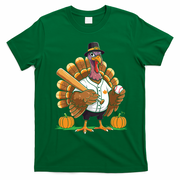 Baseball Turkey Pilgrim Thanksgiving Pumpkin Meaningful Gift T-Shirt - Irish Green