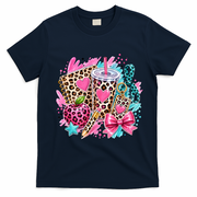 Back To School Leopard Print Cute School Supplies T-Shirt - Navy Blue