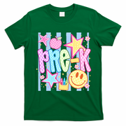 Back To School Colorful Pre K Checkered Teacher  T-Shirt - Irish Green