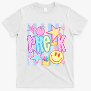Back To School Colorful Pre K Checkered Teacher  T-Shirt - White