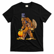 Bigfoot Turkey Thanksgiving Funny Holiday T-Shirt - Black