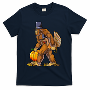 Bigfoot Turkey Thanksgiving Funny Holiday T-Shirt - Navy