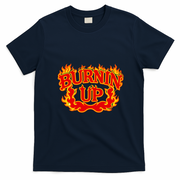 Burnin Up Flames Vintage Fire T-Shirt - Navy Blue