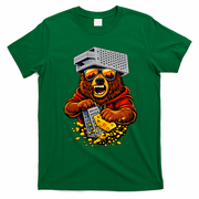 Bear With Cheese Grater Hat And Sunglasses T-Shirt - Irish Green
