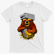 Bear With Cheese Grater Hat And Sunglasses T-Shirt - White