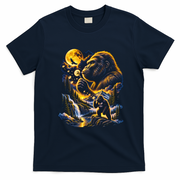 Blowing Wishes Funny Bigfoot Blowing Dandelion Gift T-Shirt - Navy Blue