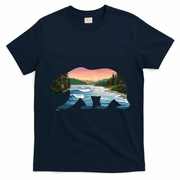 Bear Wildlife Nature River National Park Sunset  T-Shirt - Navy