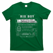 Big Boy 4000 Blueprint Steam Locomotive Train T-Shirt - Irish Green