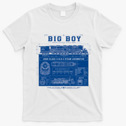 Big Boy 4000 Blueprint Steam Locomotive Train T-Shirt - White