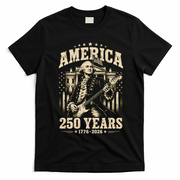 Celebrate 250 Years Of America George Washington Rocking Out T-Shirt - Black