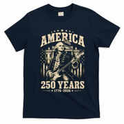 Celebrate 250 Years Of America George Washington Rocking Out T-Shirt - Navy Blue