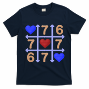Crochet 6-7 Valentines Day 67 Meme Tik Tak Toe T-Shirt - Navy Blue