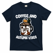 Coffee And Autumn Vibes Halloween T-Shirt - Navy