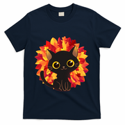 Cute Autumn Fall Black Cat T-Shirt - Navy