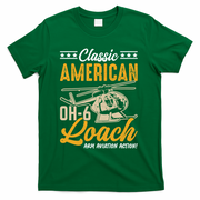 Classic American Hughes OH-6 Cayuse Loach Arm Aviation Action T-Shirt - Green