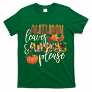 Cute Autumn Leaves And Pumpkins Please T-Shirt - Green