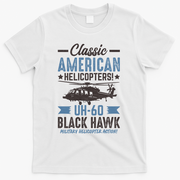 Classic American UH-60 Black Hawk Helicopter T-Shirt - White