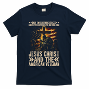 Christian American Veteran Patriotic Memorial Jesus Gift T-Shirt - Navy