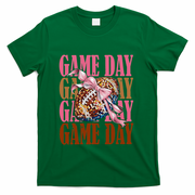 Coquette Bow American Football Game Day Thanksgiving Autumn T-Shirt - Green