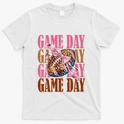Coquette Bow American Football Game Day Thanksgiving Autumn T-Shirt - White
