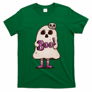 Cute Boo Creepy Scary Skull Skeleton T-Shirt - Irish Green