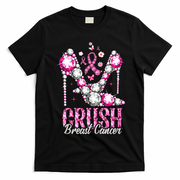 Crush Breast Cancer Awareness Bling Pink Ribbon T-Shirt - Black