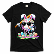 Cool Baseball Drip Bunny Rabbit Easter T-Shirt - Black