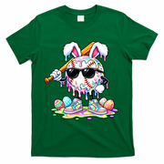 Cool Baseball Drip Bunny Rabbit Easter T-Shirt - Green