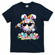 Cool Baseball Drip Bunny Rabbit Easter T-Shirt - Navy
