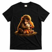 Cute Baby Monkey Punch Viral Zoo Japan T-Shirt - Black