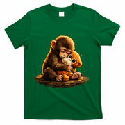 Cute Baby Monkey Punch Viral Zoo Japan T-Shirt - Green