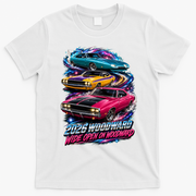 Cosmic Cars 2026 Wide Open On Woodward T-Shirt - White