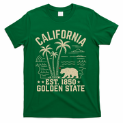 California Cali Bear Vintage EST 1850 Golden State T-Shirt - Green